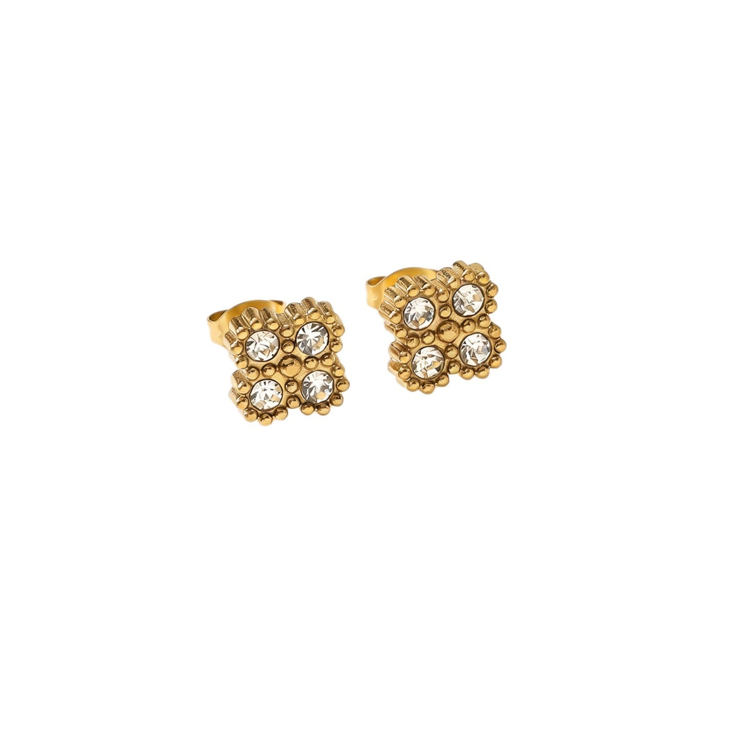 Elegant Rhinestone Floral Titanium Steel Plated Jewelry Set for Women