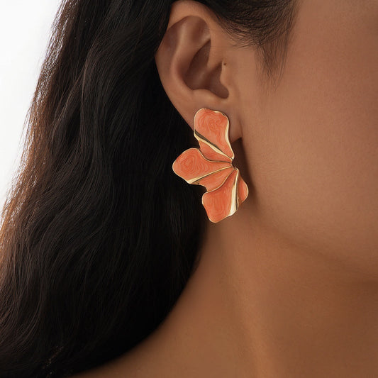 Sweet Gradient Floral Drip Oil Alloy Earrings
