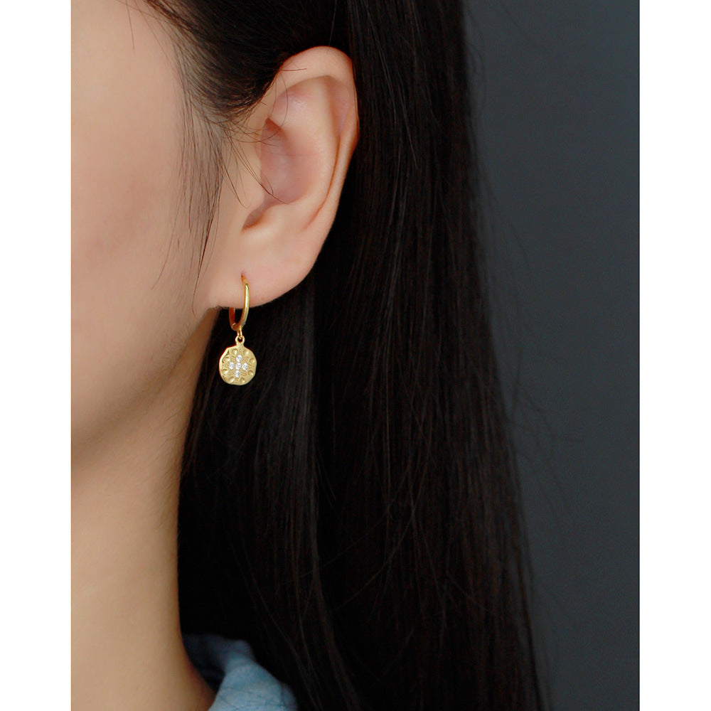 Orecchini da donna di lusso in argento sterling 925 con intarsio a stella e strass