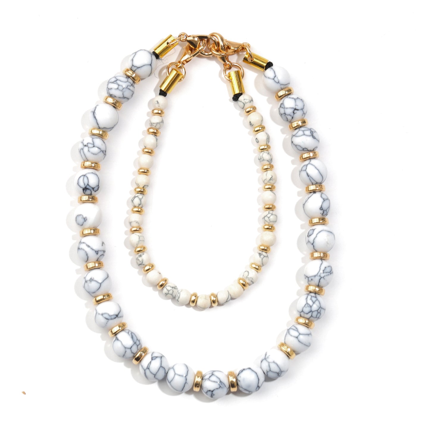 Minimalist Natural Agate and Pink Crystal Beaded Phone Chain with Gold Spacers