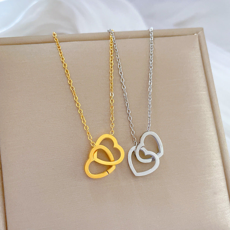 Collar con colgante de corazón geométrico minimalista de acero de titanio, elegante para la oficina