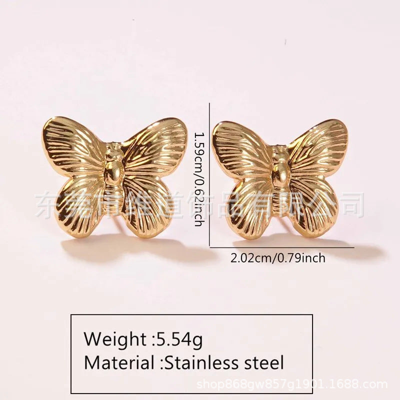 Beach Style Stainless Steel Geometric Starfish Shell Stud Earrings for Women