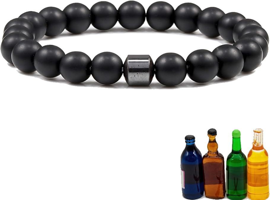 Unisex Magnetic White Pine Black Matte Tiger Eye Agate Beaded Bracelet Geometric Round Gemstone Jewelry