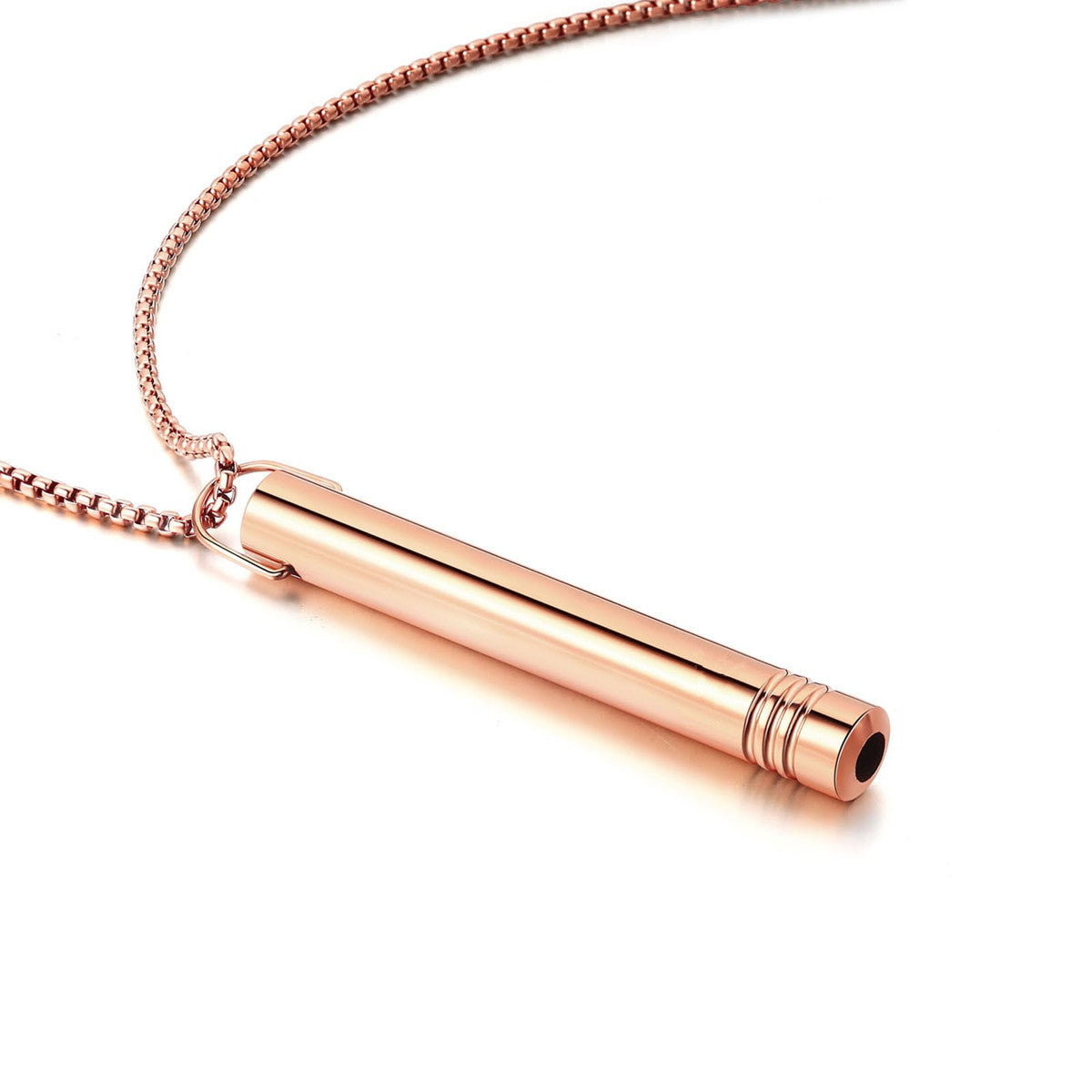 Polished Titanium Steel Whistle Pendant Necklace for Mindfulness and Stress Relief in Geometric Shape