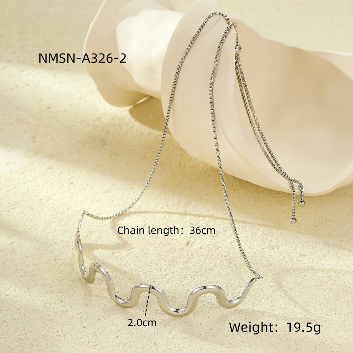 Collar de acero de titanio en forma de onda con chapado en oro de 18K para mujer, joyería de acero inoxidable de estilo oficina a la moda
