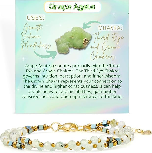 Geometric Natural Stone Crystal Beaded Bracelet Unisex Handmade Jewelry