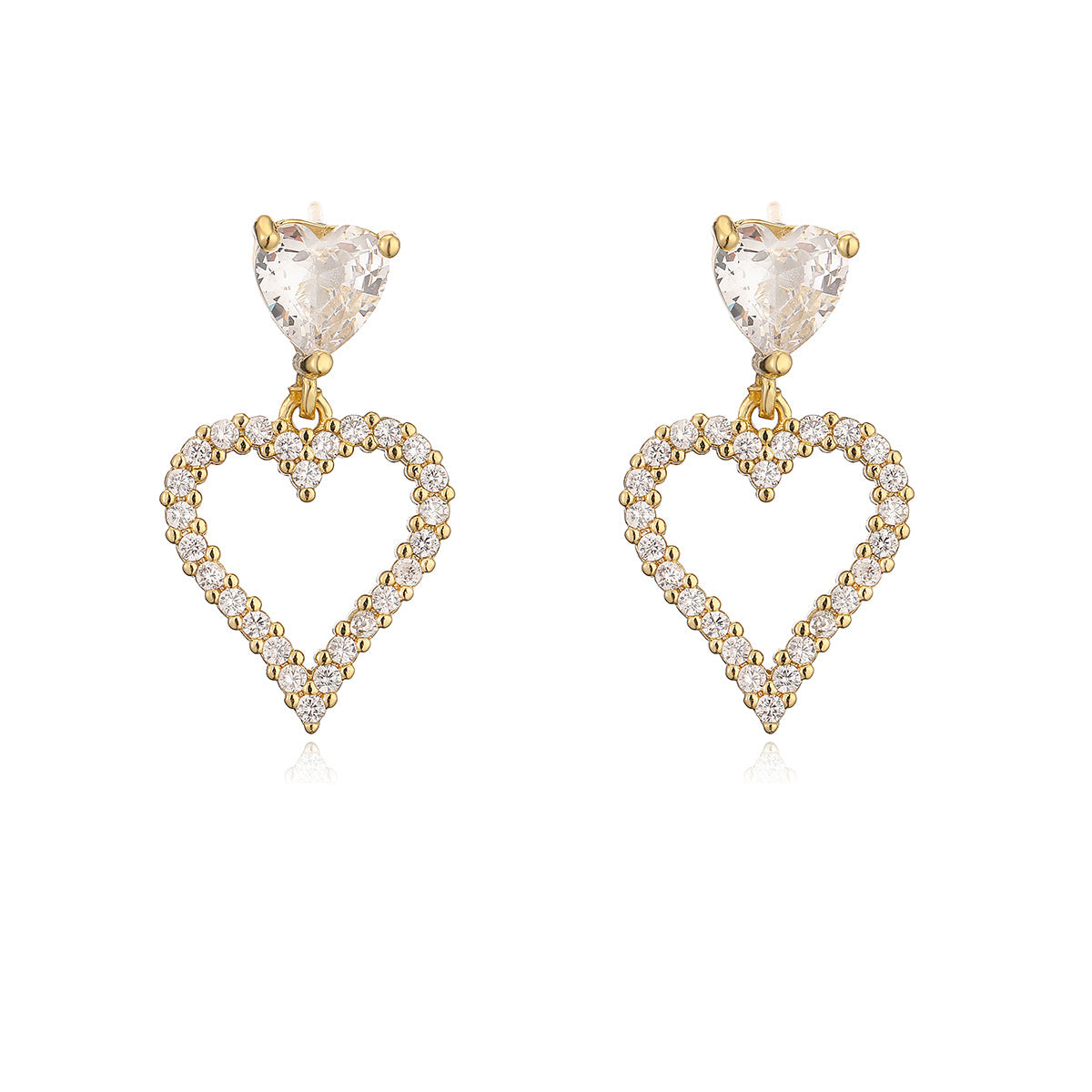 Orecchini Minimalisti a Cuore in Rame Placcato Oro 18K da Donna