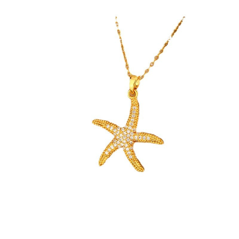 Minimalist Luxury Titanium Steel Plated Geometric Heart Teardrop Letter Animal Cartoon Star Pendant Necklace for Women