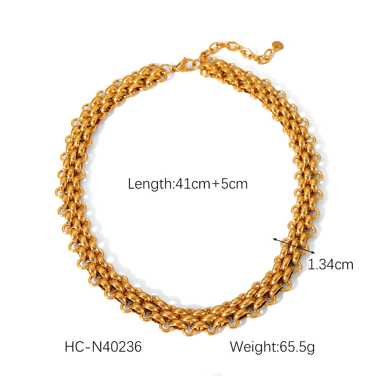 Geometric 18K Gold Plated Titanium Steel Hand-Woven Watch Chain Necklace for Women