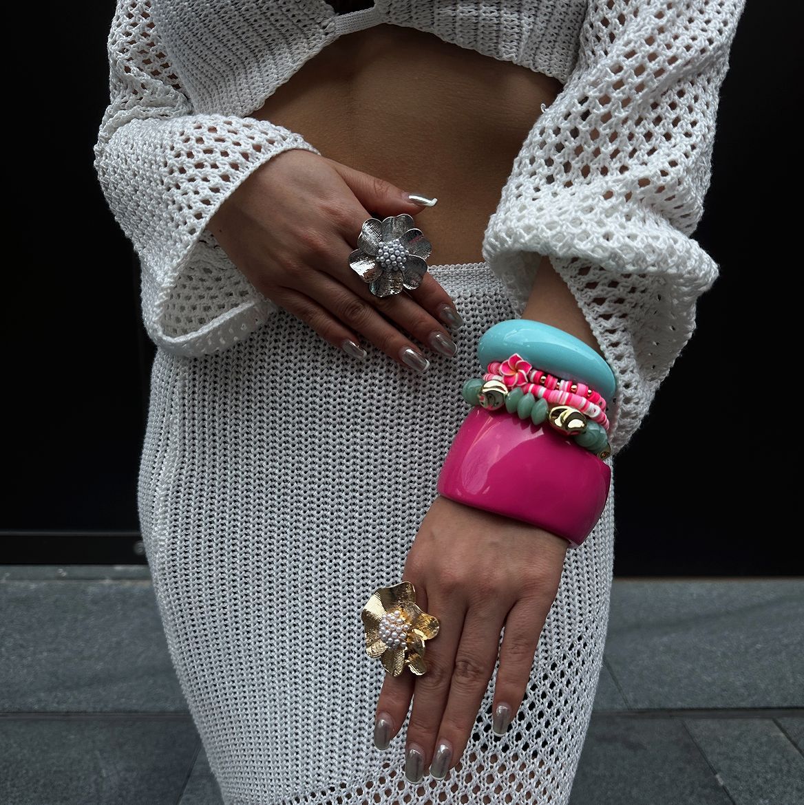 Bohemian Casual Floral Resin Plated Bracelet