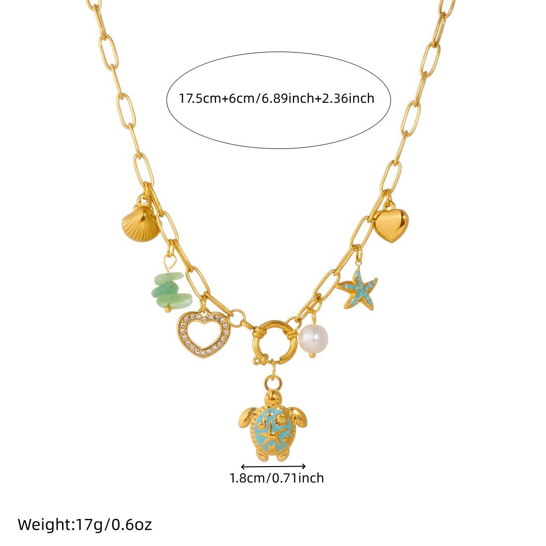 Chic Gold Plated Drip Oil Stainless Steel Animal Turtle Starfish Shell Necklace for Women