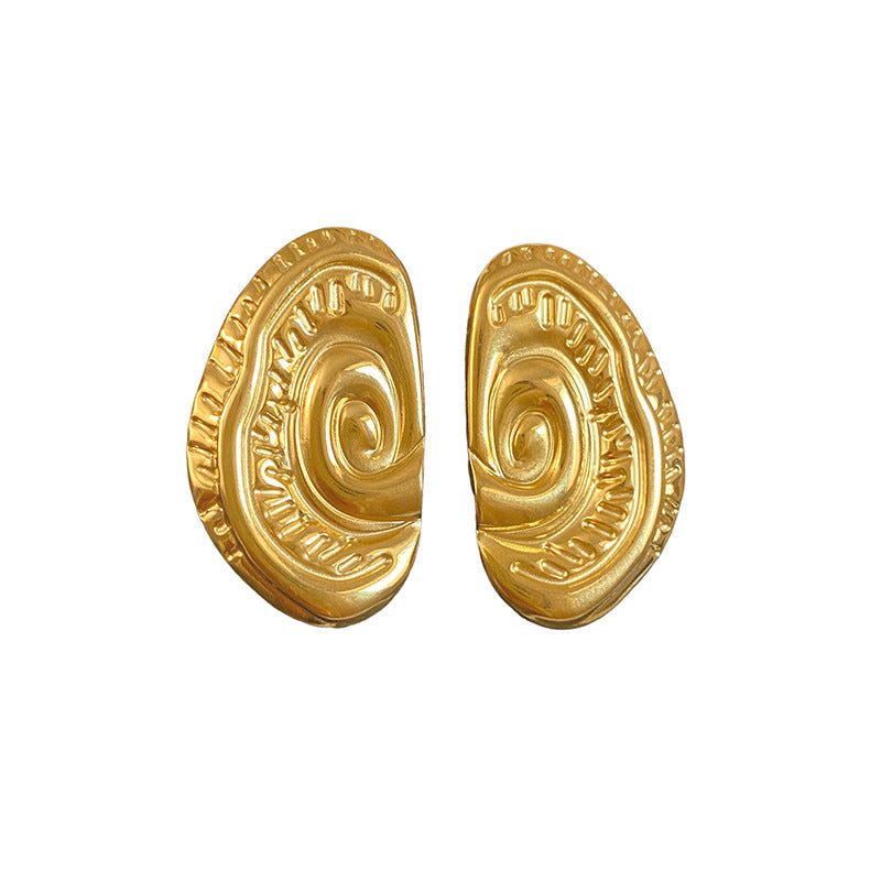 Abstract Ear Shaped Titanium Steel Plated Stud Earrings for Women