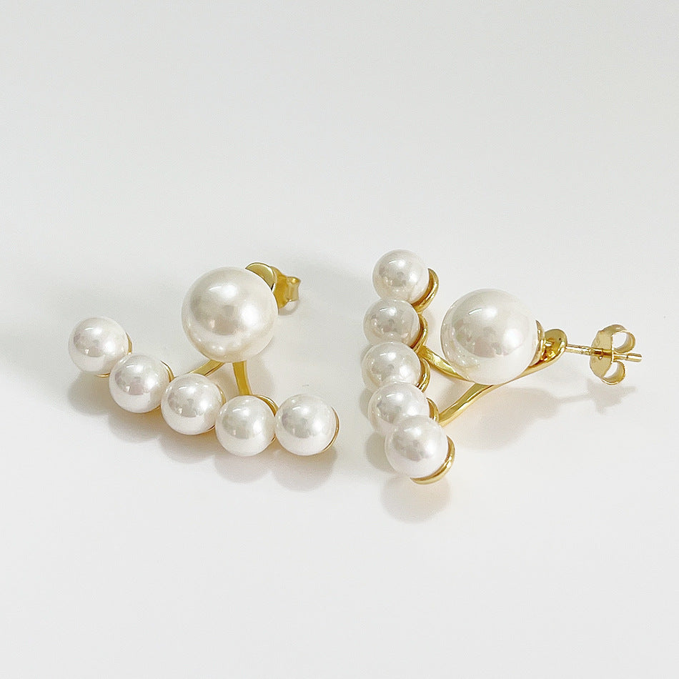 Sweet Elegant 925 Sterling Silver Teardrop Pearl Inlay Earrings
