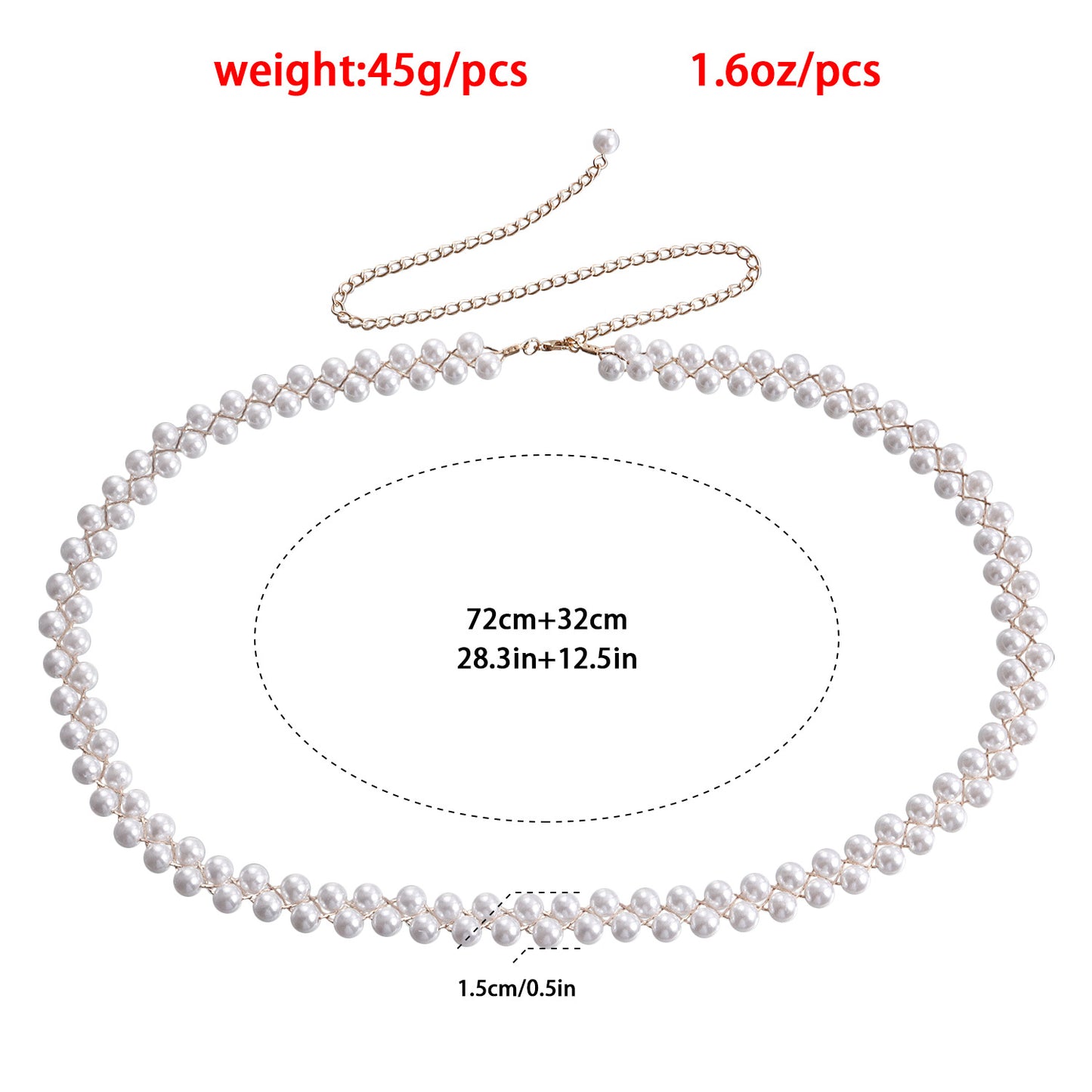 Punk Style Single-Layer Waist Chain for Women in Metal with Pearl-Like Accents for Summer and Nightclub Wear