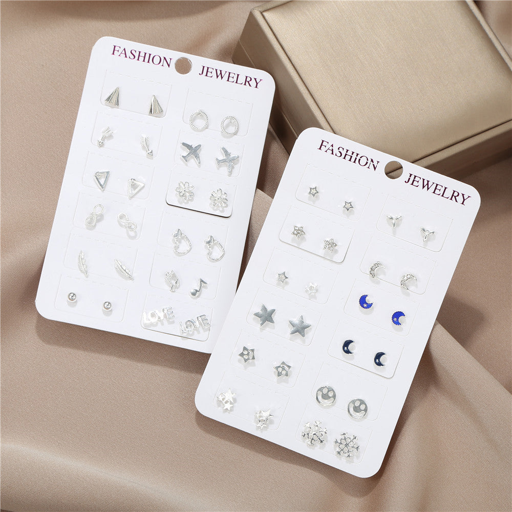 Minimalist Sweet Star Shaped Alloy Earrings with 925 Sterling Silver Posts