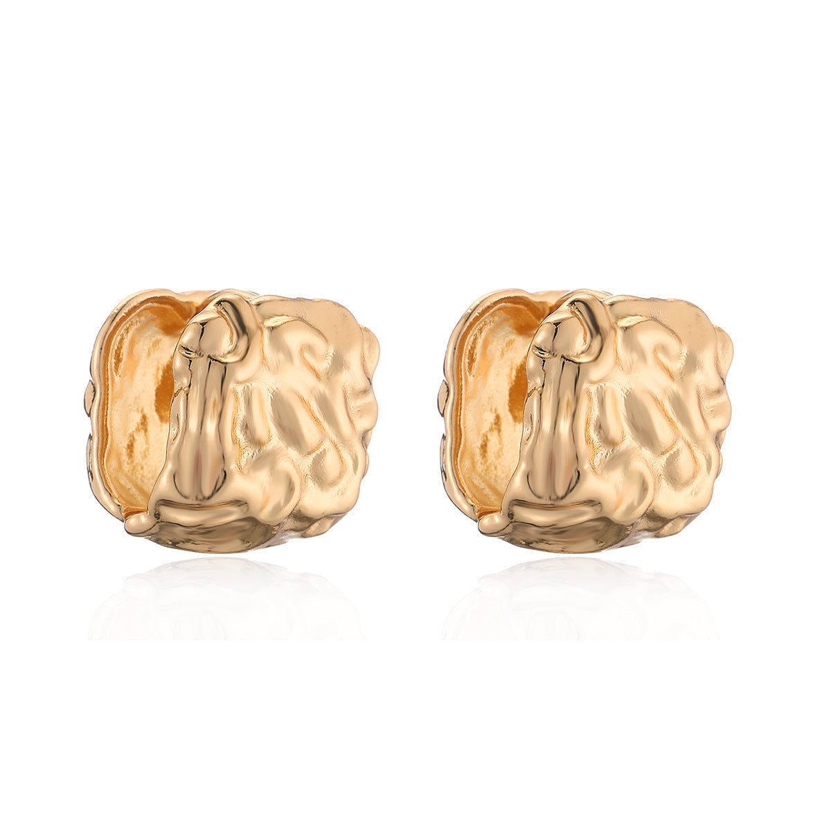 Minimalist Square Geometric Copper Earrings with Gold Plating for Women, Irregular Design Fashion Ear Studs