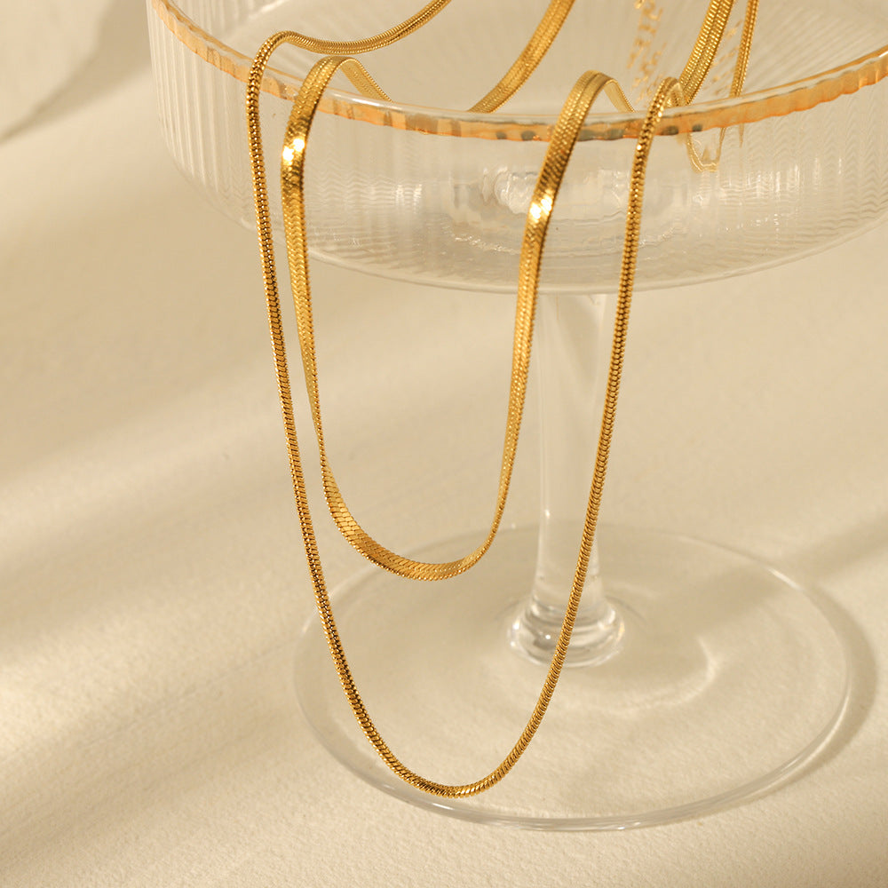 Minimalist Geometric Stainless Steel Snake Chain Necklace with Plated Finish for Women