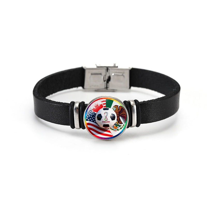 Geometric Plated Leather Bracelet Unisex Fashion Bangle