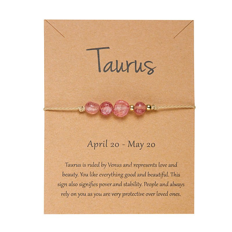 Pulsera de cuerda con cuentas de piedra natural para mujer, con elementos de constelación del zodiaco