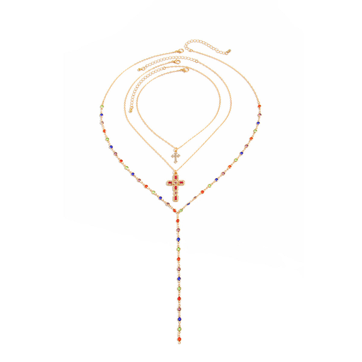 Collana pendente a croce minimalista in metallo con finitura placcata per donna, delicata catena clavicola gioielli