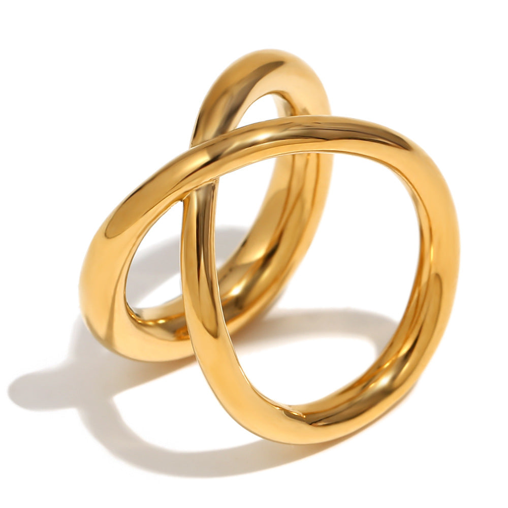 Anello a forma di testa di serpente in acciaio inossidabile placcato oro 18K da donna, design geometrico creativo