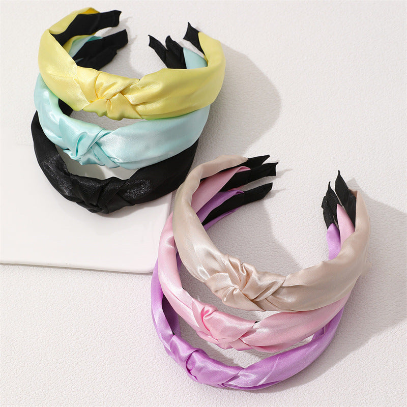 Dulce diadema de tela minimalista de color liso para niños con diseño de lazo, accesorio para el pelo de otoño e invierno