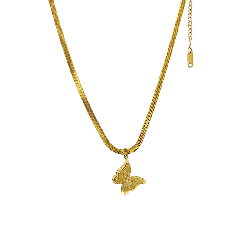 Butterfly Titanium Steel Plated Necklace Snake Chain Unisex