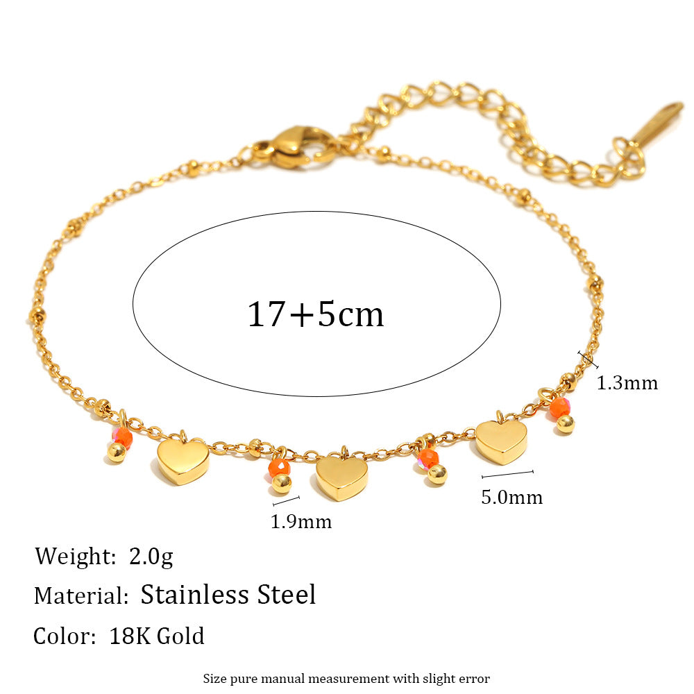 Fashionable OL Style Geometric Stainless Steel Plated 18K Gold Tassel Bracelet for Women