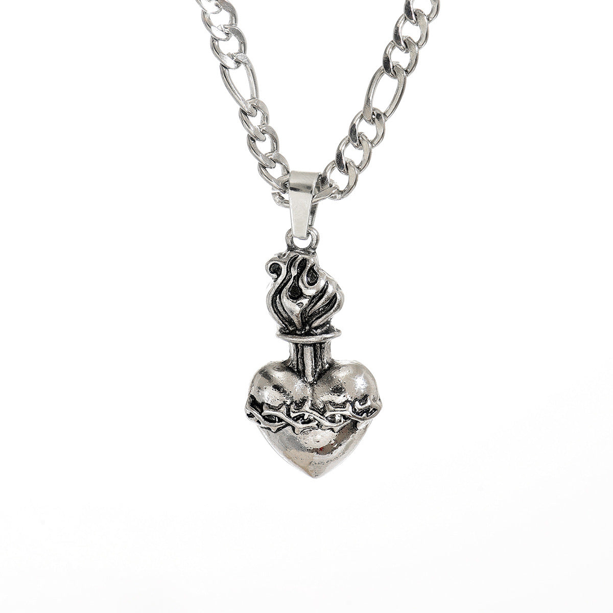 Collana Punk Vintage a Croce con Teschio e Ciondolo a Cuore in Lega con Finitura Galvanica per Donna e Uomo