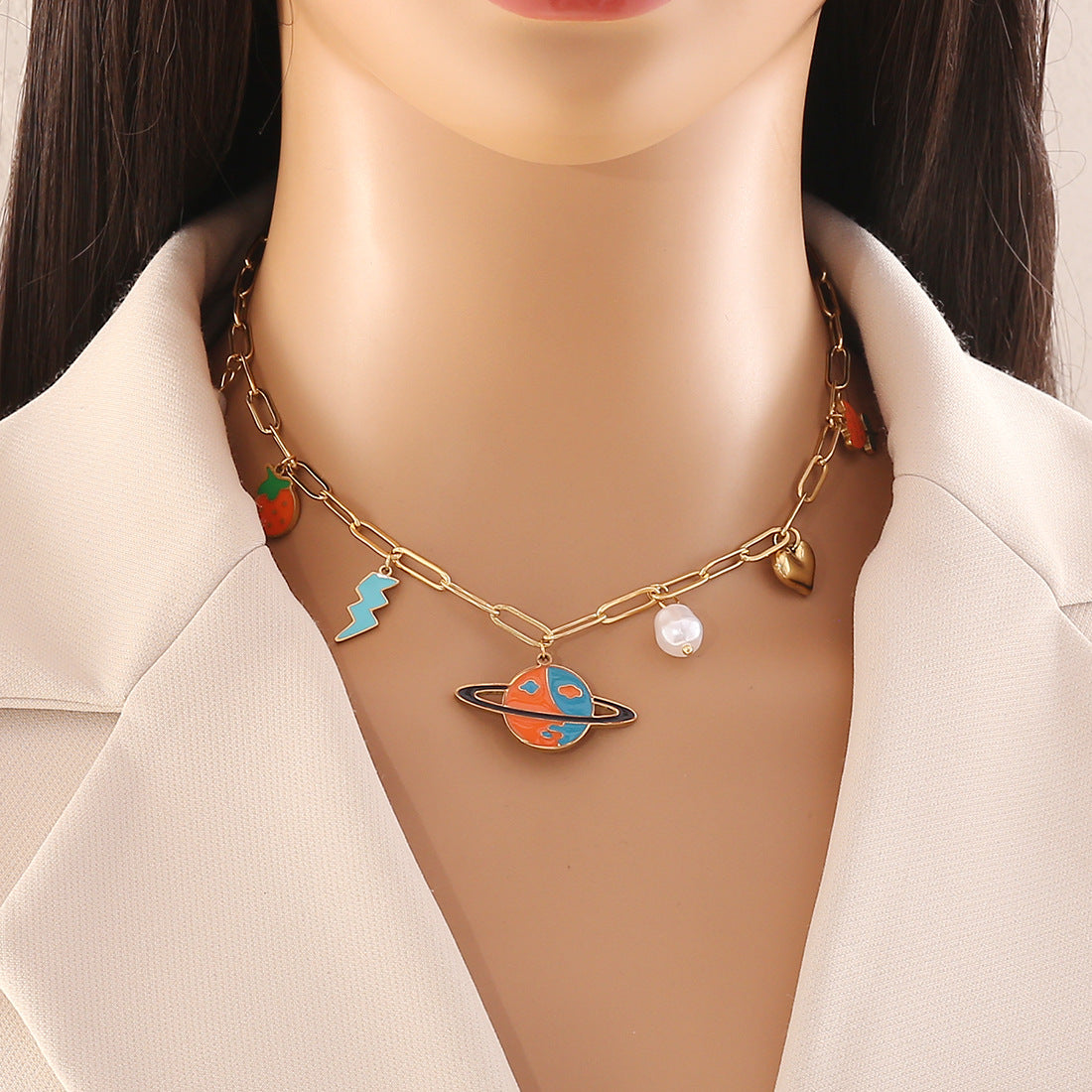 Fashionable Bow-Knot Stainless Steel Necklace with Plated Finish for Women