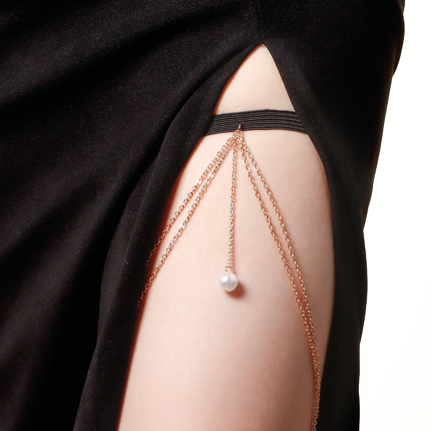 Casual Sexy Women's Elastic Anklet with Pearl-Like Fringe and Geometric Design Alloy Leg Chain for Beach or Vacation