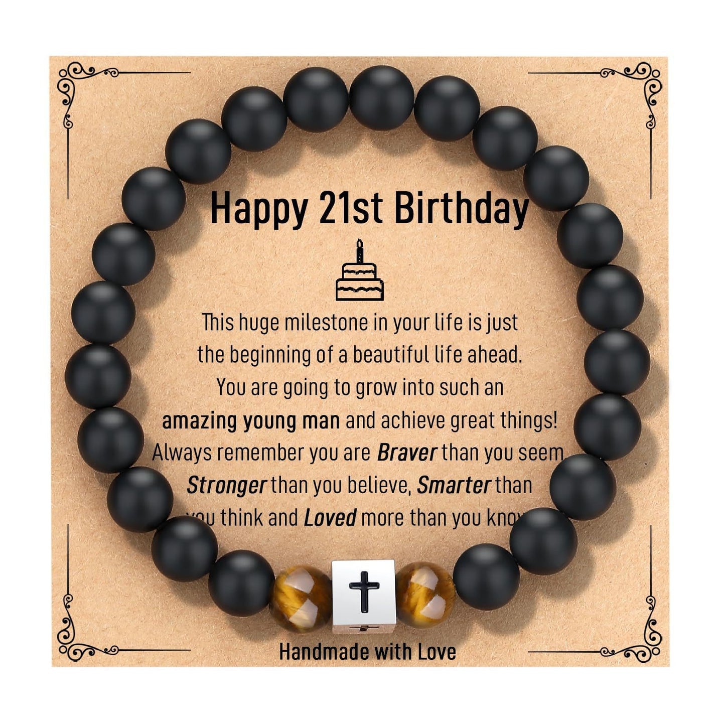 Minimalist Matte Stainless Steel Heart Geometric Cross Bracelet Unisex Beaded Hand Jewelry