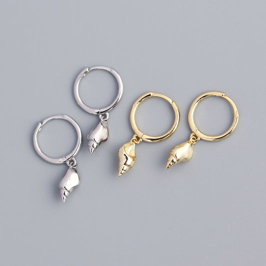 Minimalist Seashell-Shaped Sterling Silver Stud Earrings with Plated Finish for Women