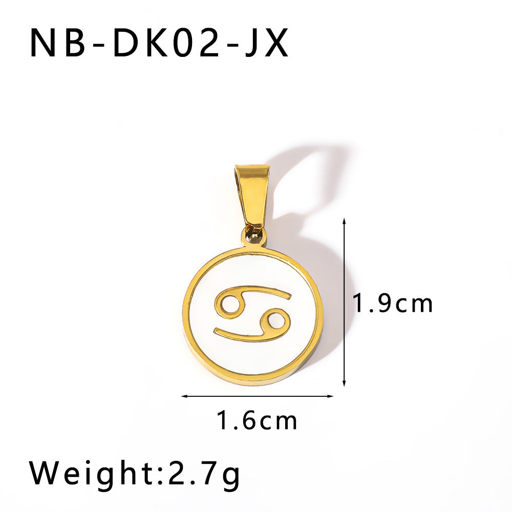 Minimalist Zodiac Pendant Necklace for Women Stainless Steel with 18K Gold Plating and White Abalone Inlay