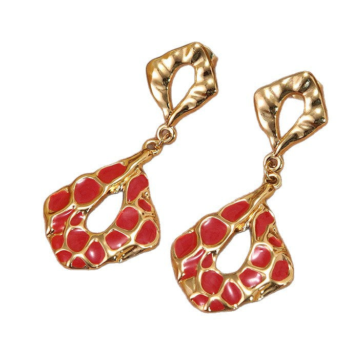 Orecchini Eleganti Vintage a Goccia Geometrica in Acciaio Inossidabile con Motivo Irregolare Astratto