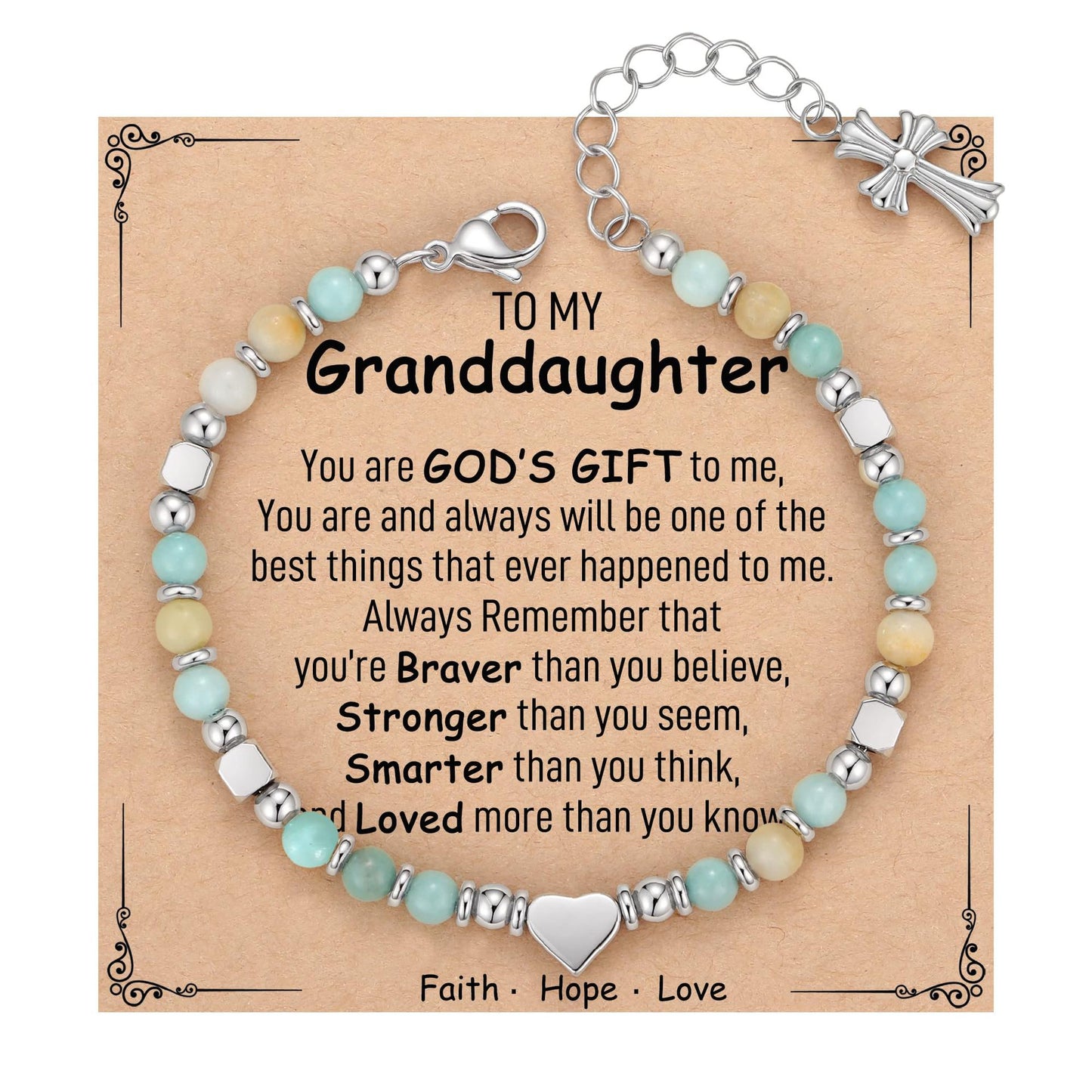 Sweet Heart Cross Stainless Steel Bracelet