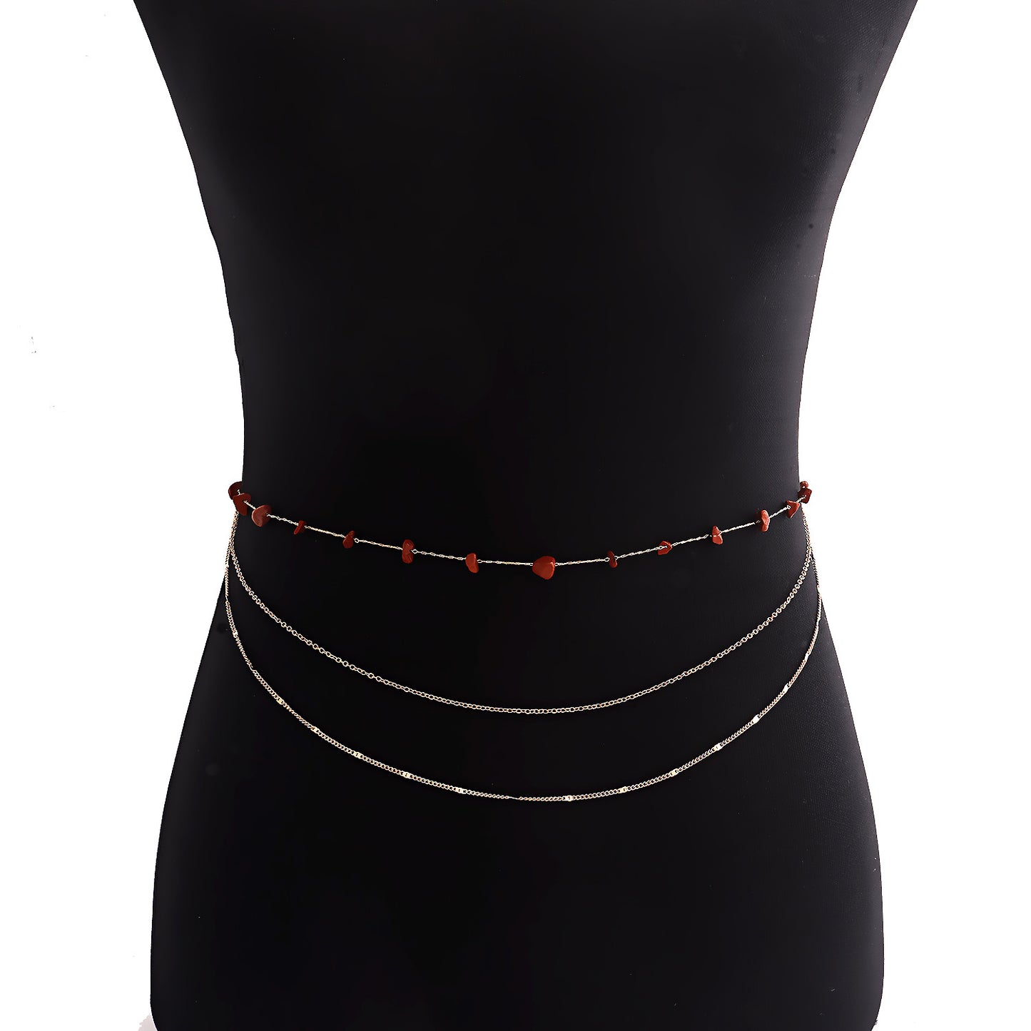 Bohemian Style Multi-Loop Waist Chain for Women Made of Metal with Natural Turquoise Accents