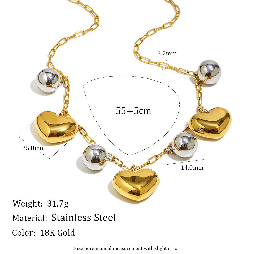 Collana minimalista da donna in acciaio inossidabile a forma di cuore cavo con placcatura in oro 18 carati