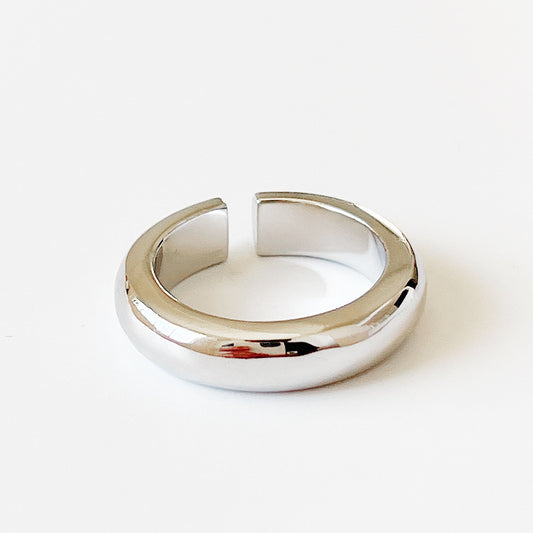 Minimalist 925 Sterling Silver Polished Round Geometric Ring for Women