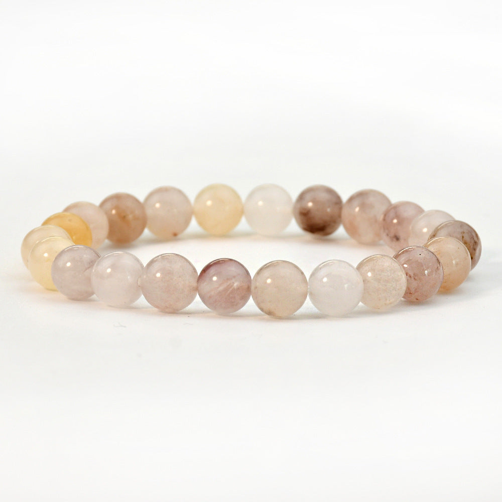 Minimalist Geometric Natural Agate Tourmaline Pink Crystal Beaded Bracelet Unisex Handmade Jewelry