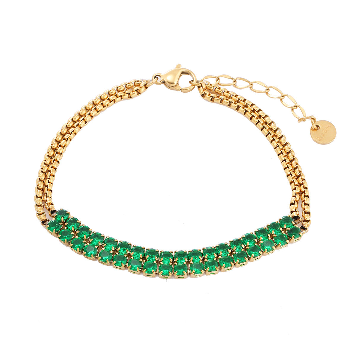 Pulsera geométrica de acero inoxidable a la moda para mujer con incrustaciones de diamantes de imitación, estilo de lujo chapado