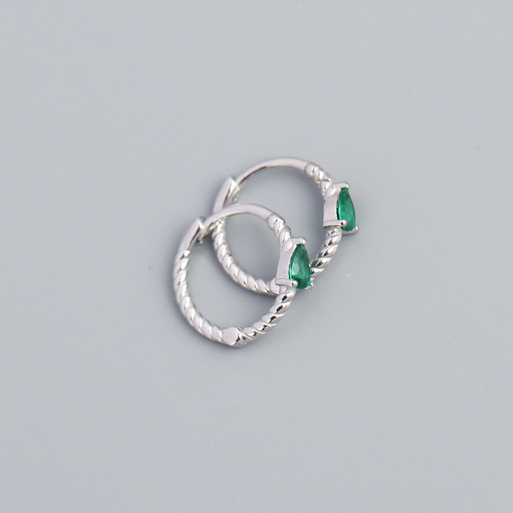 Minimalist 925 Sterling Silver Geometric Teardrop Rope Hoop Earrings for Women