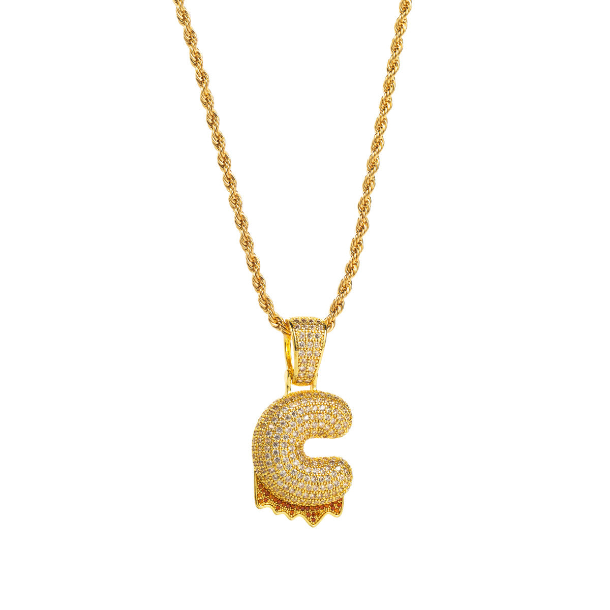 Collana con ciondolo a lettera "Sweet-Edgy" da donna in ottone con intarsio in zirconi cubici su catena a clavicola