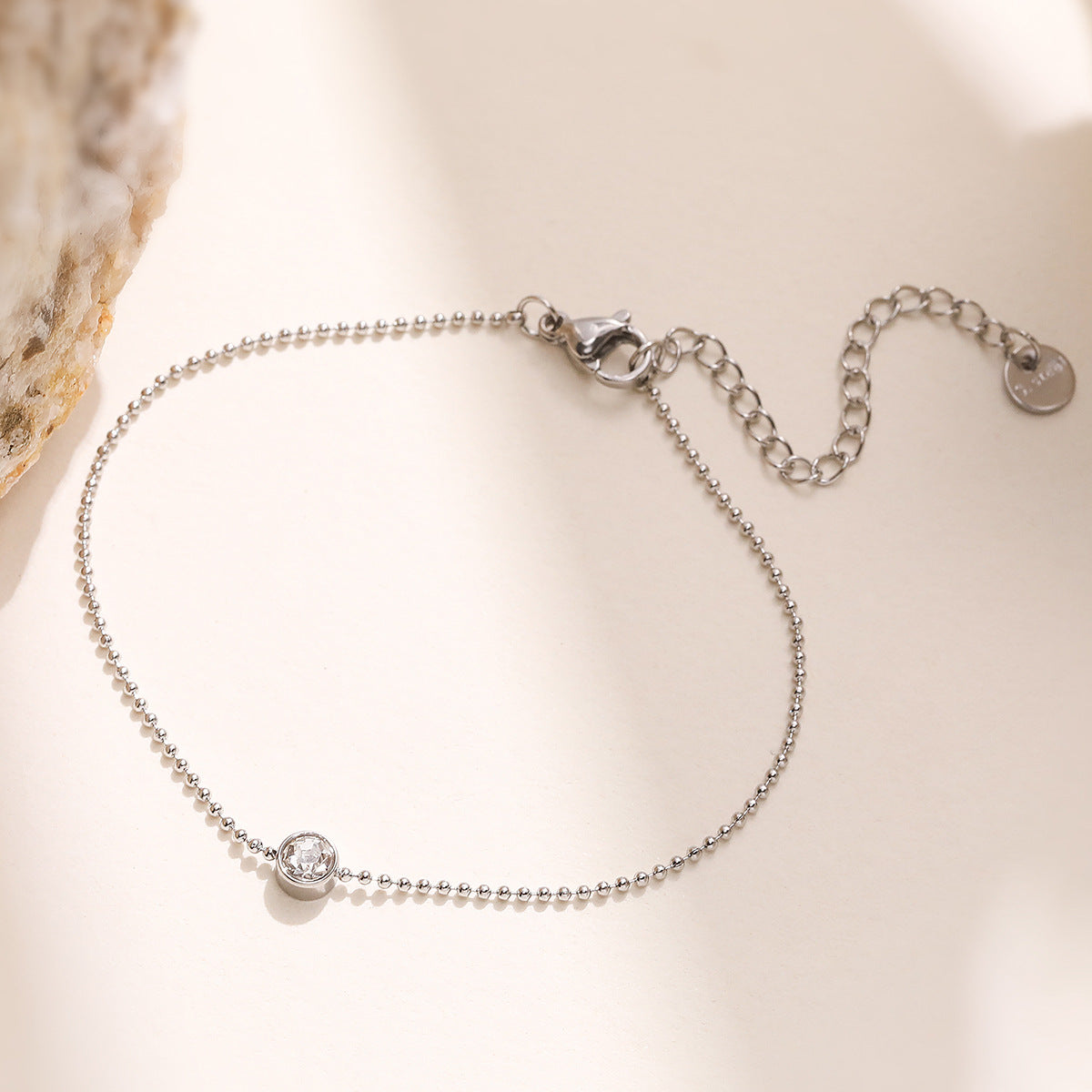 Minimalist 18K Gold Plated Geometric Stainless Steel Bracelet with Cubic Zirconia for Women