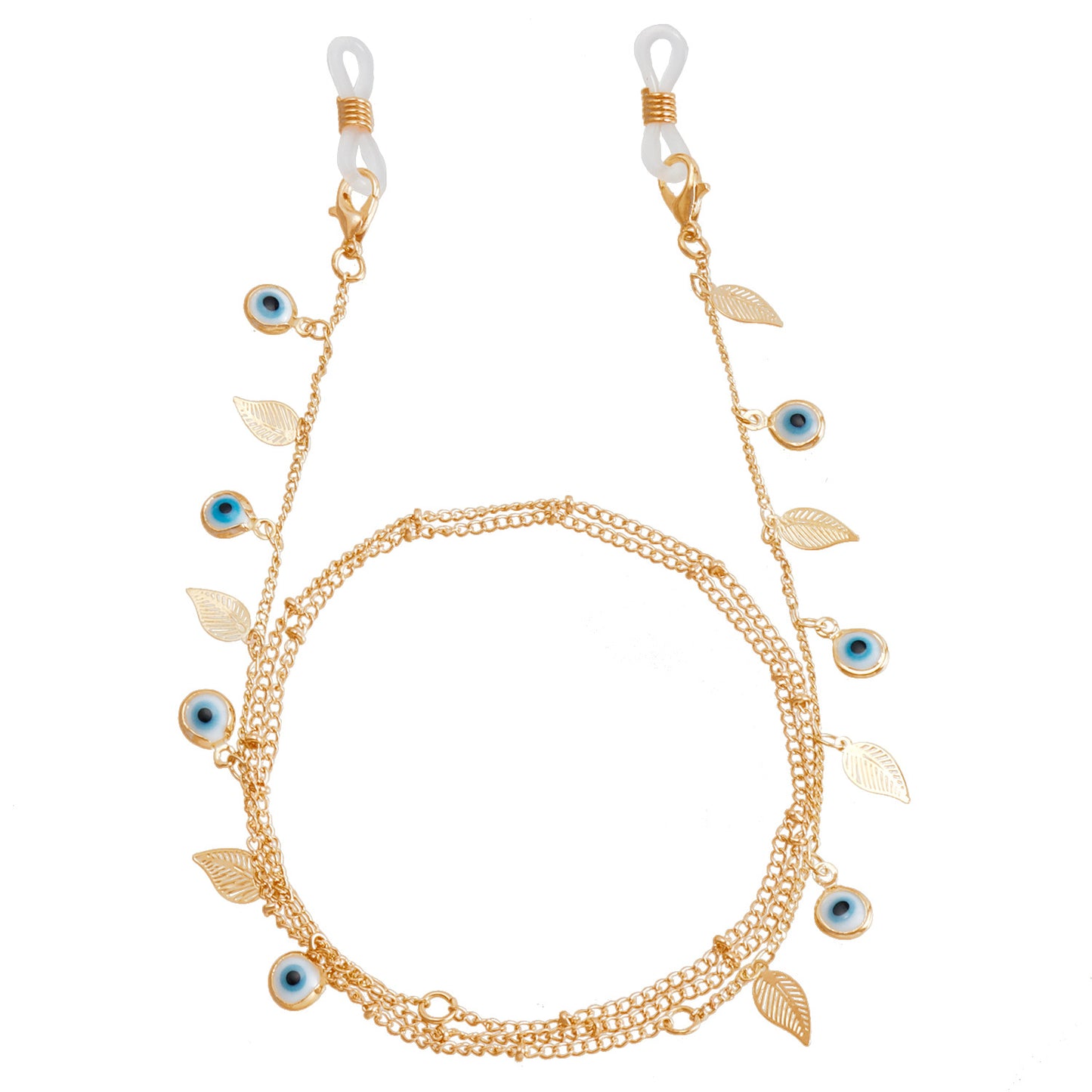 Minimalist Leaf Evil Eye Metal Face Chain for Women