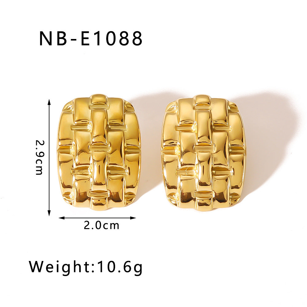 Minimalist Heart-Shaped Geometric Stainless Steel Earrings with 18K Gold Plating for Women