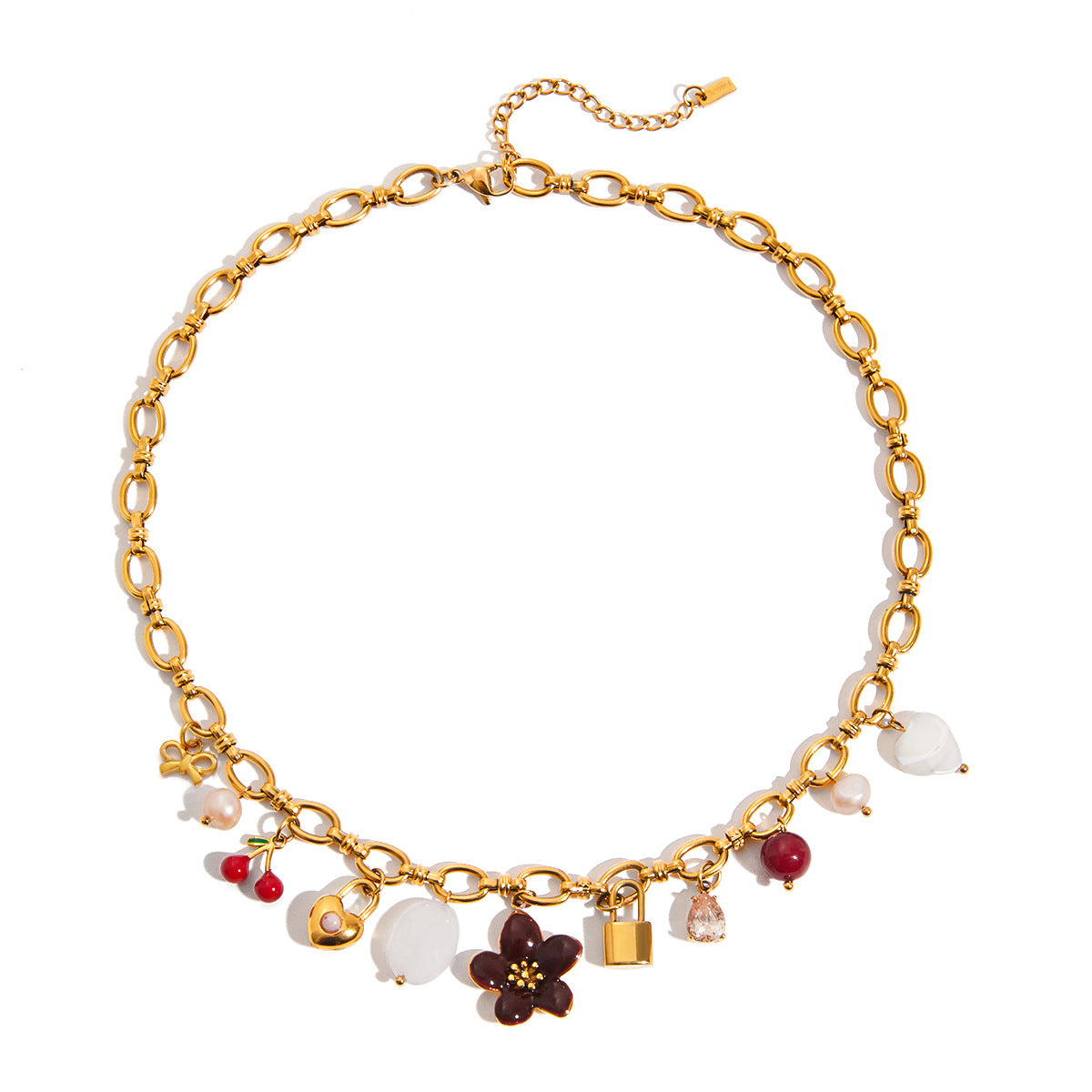 Collar con colgante geométrico de acero inoxidable con dije de acero de titanio y acabado chapado para mujer