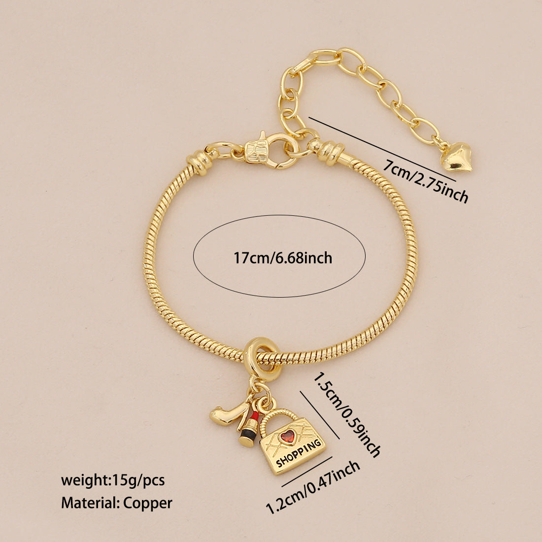 Plated Brass Universe Charm Bar Bracelet Unisex DIY Jewelry