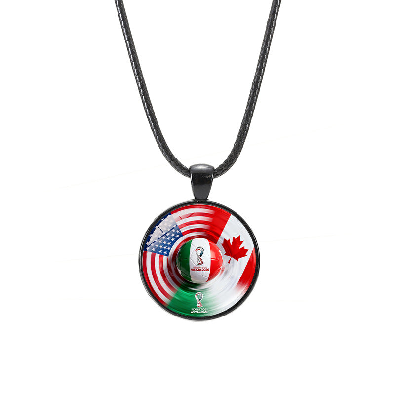 Sporty Geometric Crystal Alloy Pendant Necklace Unisex Casual Leather Cord