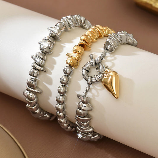 Geometric Heart Round Acrylic Bracelet Set for Women